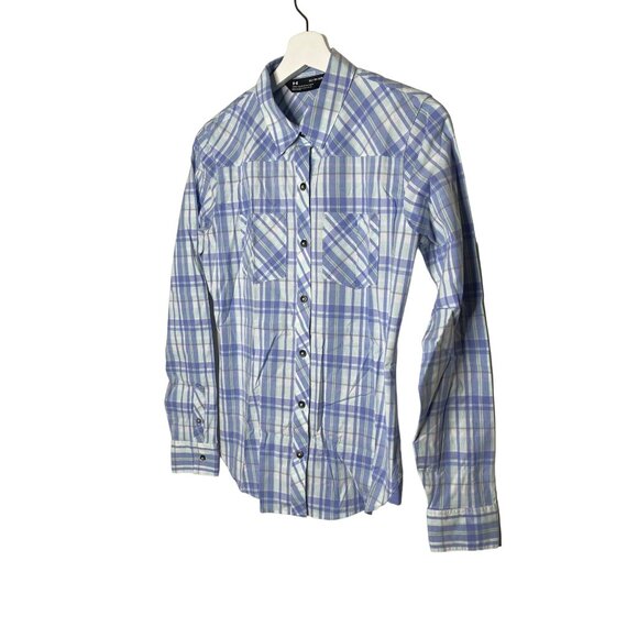 Under Armour Blue Plaid Button Down Shirt Women’s XS - Picture 4 of 12
